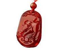 Tingyilan Collana con ciondolo a sigillo dello zodiaco cinese in agata rossa da uomo e da donna con catena, gioiello amuleto per la prosperità Feng Shui,Cow