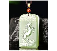 Tingyilan Collana in Giada Naturale con Ciondolo Animale dello Zodiaco Cinese, Collana Feng Shui per la Ricchezza per Donna e Uomo, Collana della Buona Fortuna,Horse