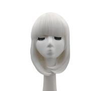 Tingyilan Glow in The Dark Parrucca, Parrucca Luminosa Dritta Sintetica Breve Bob Bianco con Frangia Parrucca Partito Costume Cosplay,Beige