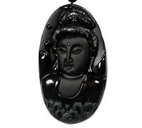 Tingyilan Naturale Nero Ossidiana Cristallo Buddha Forza Protezione Amuleto Portafortuna Ciondolo Collana,Style c