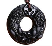 Tingyilan Naturale Nero Ossidiana Cristallo Buddha Forza Protezione Amuleto Portafortuna Ciondolo Collana,Style t