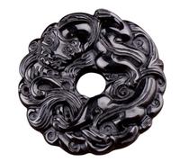 Tingyilan Naturale Nero Ossidiana Cristallo Buddha Forza Protezione Amuleto Portafortuna Ciondolo Collana,Style r