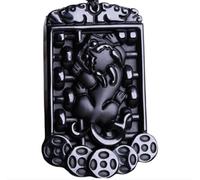 Tingyilan Naturale Nero Ossidiana Cristallo Buddha Forza Protezione Amuleto Portafortuna Ciondolo Collana,Style m