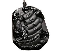 Tingyilan Naturale Nero Ossidiana Cristallo Buddha Forza Protezione Amuleto Portafortuna Ciondolo Collana,Style i