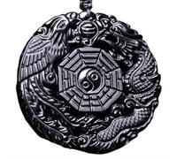 Tingyilan Naturale Nero Ossidiana Cristallo Buddha Forza Protezione Amuleto Portafortuna Ciondolo Collana,Style j
