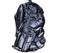 Tingyilan Naturale Nero Ossidiana Cristallo Buddha Forza Protezione Amuleto Portafortuna Ciondolo Collana,Style q