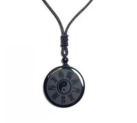 Tingyilan Ossidiana Nera Taoismo Nove Caratteri verità Purificazione Yin E Yang Collana Ciondolo,Style b