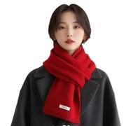 Tingyilan Sciarpa in Lana in Tinta Unita Per L'inverno, Adatta a Ragazze, Donne, Ragazzi, Uomini, per Il Freddo, Sciarpa Alla Moda Lavorata A Maglia,Rosso