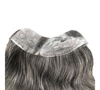 Tingyilan Uomini Attaccatura Dei Capelli Toupee Pelle Invisibile PU Frontale Veri Capelli Umani, Colore Nero Misto Capelli Grigi Sfuggenti Sistemi di Sostituzione,Grigio,6inch