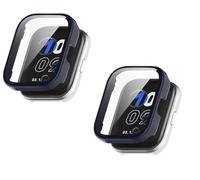 TINGYR 2 Pezzi Cover Compatibile con Amazfit Bip 5 Unity, PC + Vetro Temperato per Proteggere lo Schermo, Anticaduta, Custodia Compatibile con Amazfit Bip 5 Unity.Blu Inchiostro