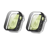 TINGYR 2 Pezzi Cover per Huawei Watch Fit 3, PC + Vetro Temperato per Proteggere lo Schermo, Anticaduta, Durevole Cassa Dell'orologio All-Inclusive per Huawei Watch Fit 3.Nero