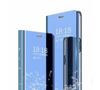 TingYR Cover Compatibile con Samsung Galaxy S25 Fe Custodia, Custodia Flip Traslucido Clear View Specchio Standing Cover, [Funzione Staffa] [Anti Graffio].（Blu）
