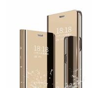 TingYR Cover Compatibile con Xiaomi 15T Custodia, Custodia Flip Traslucido Clear View Specchio Standing Cover, [Funzione Staffa] [Anti Graffio], Case Cover Compatibile con Xiaomi 15T.（d'oro）