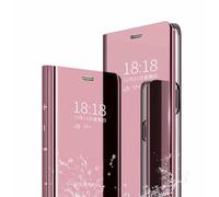 TingYR Cover Compatibile con Xiaomi 15T Custodia, Custodia Flip Traslucido Clear View Specchio Standing Cover, [Funzione Staffa] [Anti Graffio], Case Cover Compatibile con Xiaomi 15T.（Oro Rosa）
