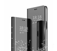 TingYR Cover per Samsung Galaxy S23 Custodia, Custodia Flip Traslucido Clear View Specchio Standing Cover, [Funzione Staffa] [Anti Graffio], Case Cover per Samsung Galaxy S23.（Nero）