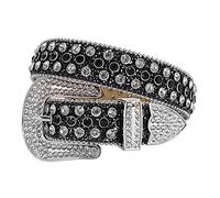 TINIDI Cintura di Lusso con Strass da Uomo e Donna, Cintura Western Bling Bling con Cristalli e Diamanti, Colore: bianco e nero., Fit Waist 36-38 inches