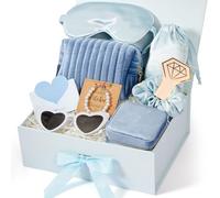 TinkerPlay Regalo Damigella d'Onore con Borsa per Trucco, Portagioielli, Occhiali da Sole a Forma di Cuore, Decorazioni Bride to Be, Accessori Donne, Regalo Testimone di Nozze (Blu)