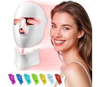 tinkoola Maschera per terapia della luce rossa per viso e collo, terapia della luce del viso a LED, ricaricabile tramite USB C, maschera a infrarossi per casa, lavoro, viaggi, yoga (blush)