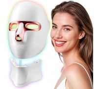 tinkoola Maschera per terapia della luce rossa per viso e collo, terapia della luce del viso a LED, ricaricabile tramite USB C, maschera a infrarossi per casa, lavoro, viaggi, yoga (blush)