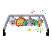 TinlyFinly - Morbido giocattolo per bambini con 4 giocattoli sensoriali sospesi, compatibile con Baby Bjorn, con specchio, sonaglio, suono accartocciato per bambini di tutte le età (animali colorati)