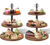TINMAGI 3 Livelli Alzata per Cupcake,Torre per cupcake in legno, Set di 2, per muffin, albero da dessert per Natale, compleanno, festa a casa, matrimonio