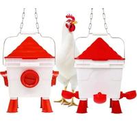 TINMAGI Set Mangiatoia e Abbeveratoio per Galline da 8KG/7L, Mangiatoia per Galline Automatico 4 Aperture 4 Tazze, Alimentatore Automatico a Gravità con Piedi Rimovibili e Catene in Acciaio