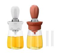 TINMIX Dispenser olio con pennello in silicone - 2 IN 1 Bottiglia di distributore di olio d'oliva con per la bottiglia di olio da cucina per salsa di aceto BBQ Grill Frittura T-OB22 (Bianco+Rosso)