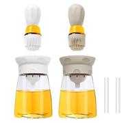 TINMIX Dispenser olio con pennello in silicone - 2 IN 1 Bottiglia di distributore di olio d'oliva con per la bottiglia di olio da cucina per salsa di aceto BBQ Grill Frittura T-OB22 (Bianco+Grigio2)