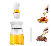 TINMIX Distributore di olio con spazzola - 2 in 1 in vetro per olio d'oliva e contenitore con pennello in silicone per cucina, barbecue, grigliate, cottura e cottura, T-OB22, bianco