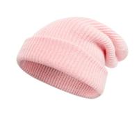 Tinncana 100% Lana Merino a Doppia Faccia Beanie per Uomo e Donna, Berretti Invernali Ultra Spessi, Morbidi e Caldi (Rosa)