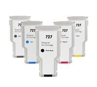 TINNYTT Cartucce per Plotter 727XL di Ricambio compatibili 727XL per Plotter HP T920 T1500 T2500 T930 T1530 T2530 (1 Nero, 1 Ciano, 1 Giallo, 1 Magenta, 1 Grigio),Pack of 5-Five Color
