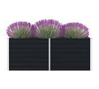 Tino Tech Fioriera rialzata da giardino, 160 x 80 x 45 cm, in acciaio zincato, per esterni, aiuola per piante, aiuola da giardino in metallo, colore: antracite
