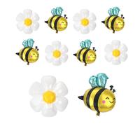 Tinoaly 10pz Palloncini Forma di Ape e Margherita, Palloncini in Lamina Forma di Faccina Sorridente con Margherita Fiore Ape Decorazioni per Feste Compleanno