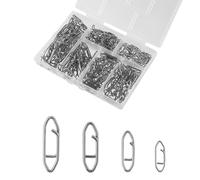 Tinoaly 200 clip di velocità per pesca (S:50, M: 50, L: 50, XL: 50), in acciaio inox ad alta resistenza, cambio rapido, attrezzatura a scatto per pesca d'acqua dolce e salata (argento)