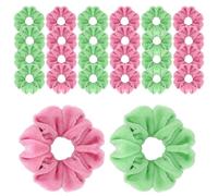 Tinoaly 24pz Verdi e Rosa Elastici per Capelli, Fasce in Accessori Velluto Dorato con Tema Fasce Capelli Elastiche Morbide Donne per i Fan di Corona e Strega Regali Ragazze Donne