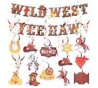 Tinoaly 28pz Striscioni per Festa Tema Cowboy, Decorazioni Festa Cowboy Rodeo Dell'Ovest Decorazioni a Tema Western da Appendere per Compleanni di Bambini e Bambine Baby Shower Articoli