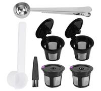 Tinoaly 4 Pz Filtri per Macchina da Caffè con Cucchiaio Pennello e Clip, Tazze Filtro Ricaricabili e Riutilizzabili con Rete in Acciaio Inossidabile per Macchine da Caffè Keurig 1.0 2.0