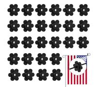 Tinoaly 40 Pezzi Ferma Bandiera da Giardino, 3,2x3x0,65cm Forma di Fiore a Sei Petali Anelli in Gomma Aste e Supporti per Bandiere alle Intemperie e alle Cadute per Uso Interno Esterno (Nero)