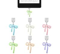 Tinoaly 6 pz Ciondoli Antipolvere per Kindle, Carini Fiocco Porta di Tipo C Tappi Antipolvere Decorativi Accessori Coquette Ciondolo per Kindle e Telefoni Amanti dei Libri Lettori Regalo (6 Colori)