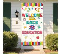 Tinoaly Copriporta di Bentornato All'Istruzione, Tenda Colorata di Bentornato All'Istruzione 180x90cm Decorazione da Appendere per l'Aula in Poliestere per la Decorazione Della Scuola