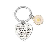 Tinoaly Portachiavi con Regalo Motivazionale, a Forma di Cuore Portachiavi Motivazionale con Ciondolo Margherita Sometimes You Forget You're Awesome Positivo Regali Incoraggiamento per Donne Amici
