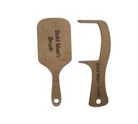 Tinoaly Set di 2 pettini e spazzole da uomo calvo, in legno, marrone, regalo divertente per uomini calvi e adulti con senso dell'umorismo