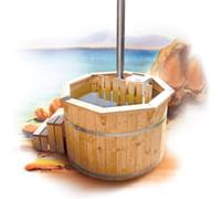 Tinozza di legno a botte da giardino Mistel 2,2 m con stufa