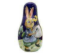 Tinplate Easter Candy Box, Portable Chocolate Storage Organizer, Vintage Bunny Pattern Container with Lid, Lightweight Metal Candy Box, Easter Basket Treat Storage for Kids Children Boys Girls