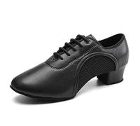 TINRYMX Donna Scarpe da Ballo Latino Lace-up a Tacco Basso Moderne Tango Scarpe da Ballo Pratica,2801-nero-3.5CM, EU 39