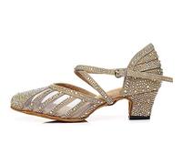 TINRYMX Scarpe da Ballo Latino Donna Punta Chiusa Standard Salsa Tango Moderna Valzer Party Character,403-oro-4.5CM,40 EU