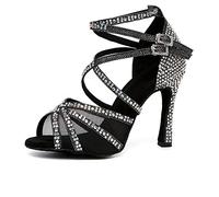 TINRYMX Scarpe da Ballo Latino Donna Strass Tango Salsa Prestazioni Professionale Scarpe da Ballo,L508-Nero-10CM,39 EU
