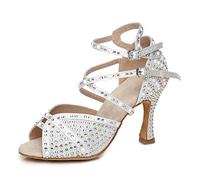 TINRYMX Scarpe da Ballo Latino Donna Strass Tango Salsa Prestazioni Professionale Scarpe da Ballo,Modello-L506