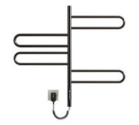 TINS Scaldasalviette Elettrico Bagno, Rotazione di 180° Termoarredo Elettrico Bagno Nero, 170W, Scalda Salviette da Bagno Elettrico, con Timer/Temperatura Regolabile, Basso Consumo-Black
