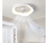 TINS Ventilatore da Soffitto con Luce, 42cm Lampadario con Ventilatore da Soffitto, con APP e Telecomando, Plafoniera con Ventilatore Dimmerabile con 6 Velocità/Reversibili, Memoria, Tempistica, Muto